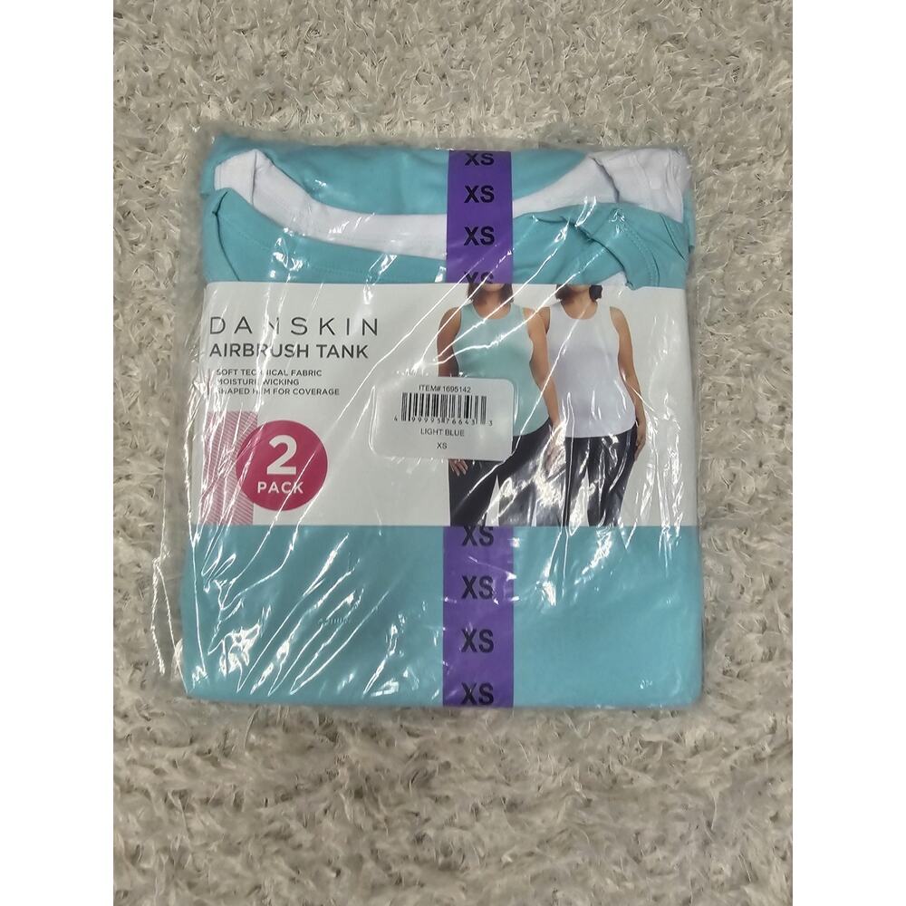 NIP Danskin Airbrush Tank Top Womens XS 2 Pack Activewear Moisture Wicking Gym